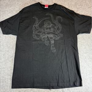 Vintage 90s Oneill Shirt Mens XL Black Octopus AOP Grunge Surf Skate Streetwear